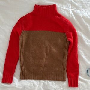 J. Crew Red and Brown Turtleneck Sweater